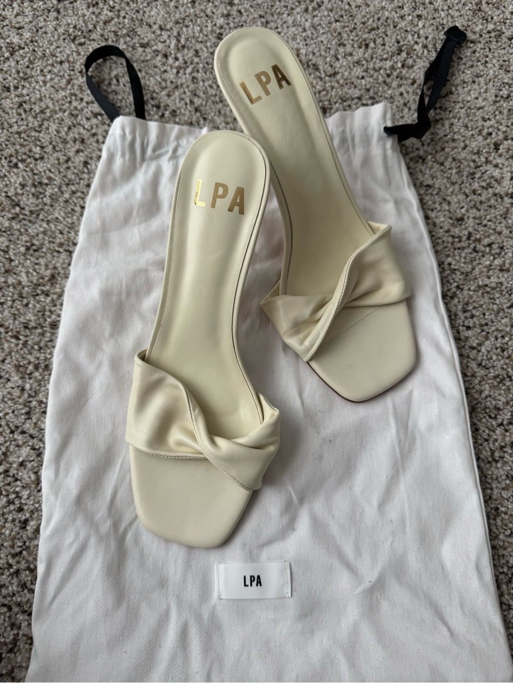 Revolve LPA Gaspard cream heel sandals